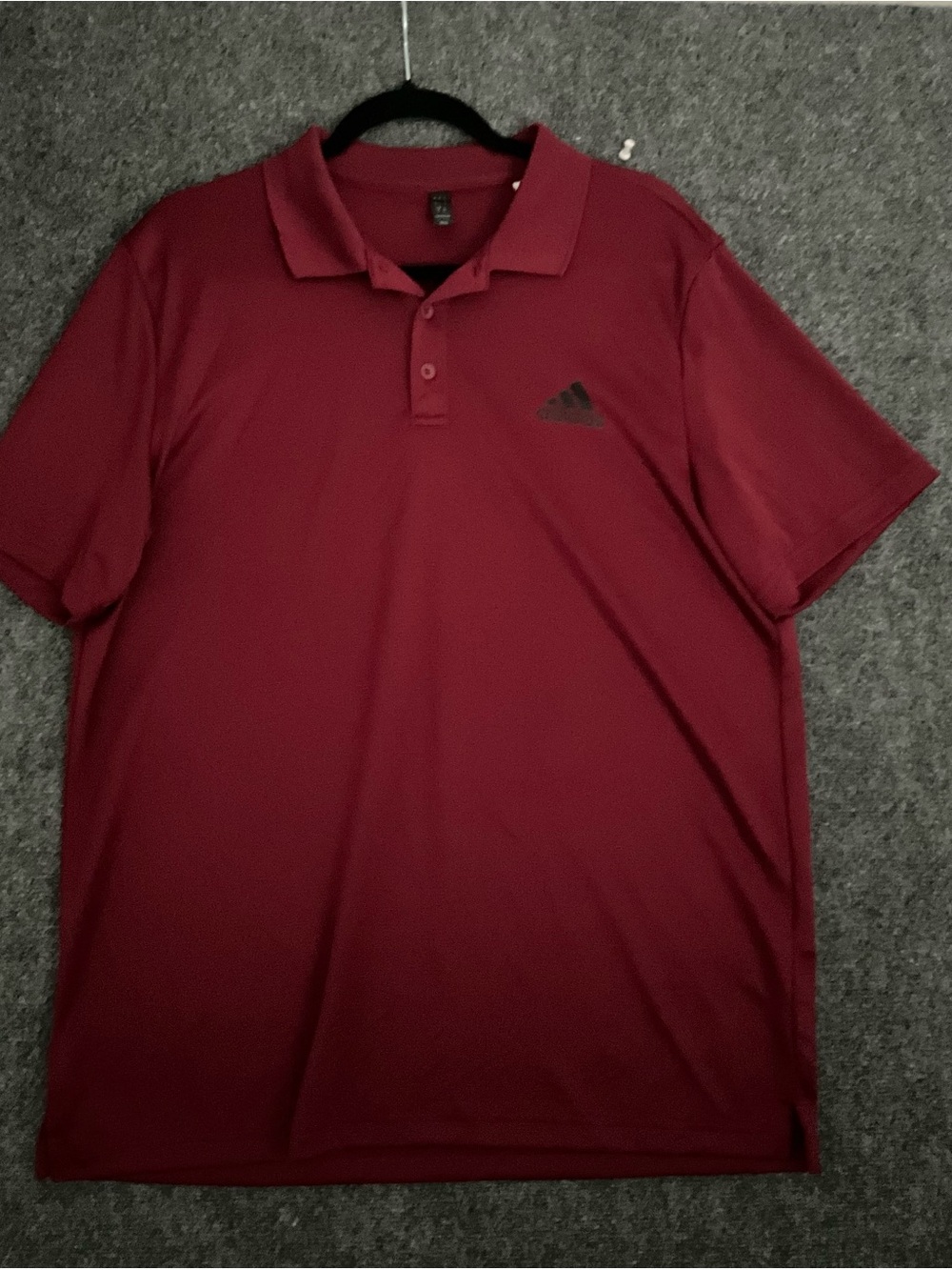 adidas Men's Lg Burgundy Polo with Black Logo Size L